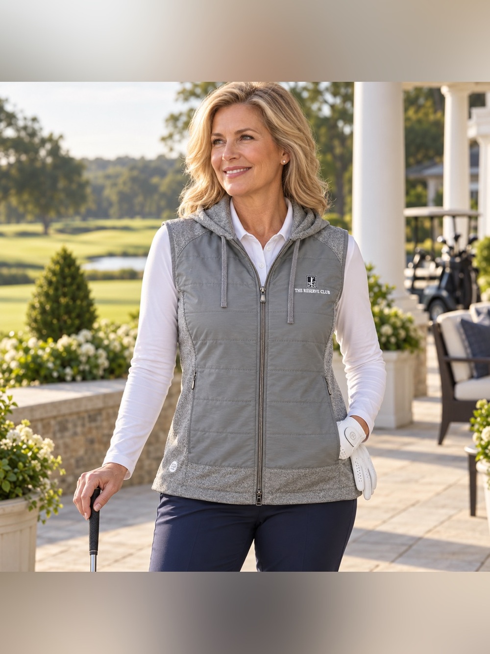 EP New York The Reserve Club Gray Hooded Golf Vest Women’s Large